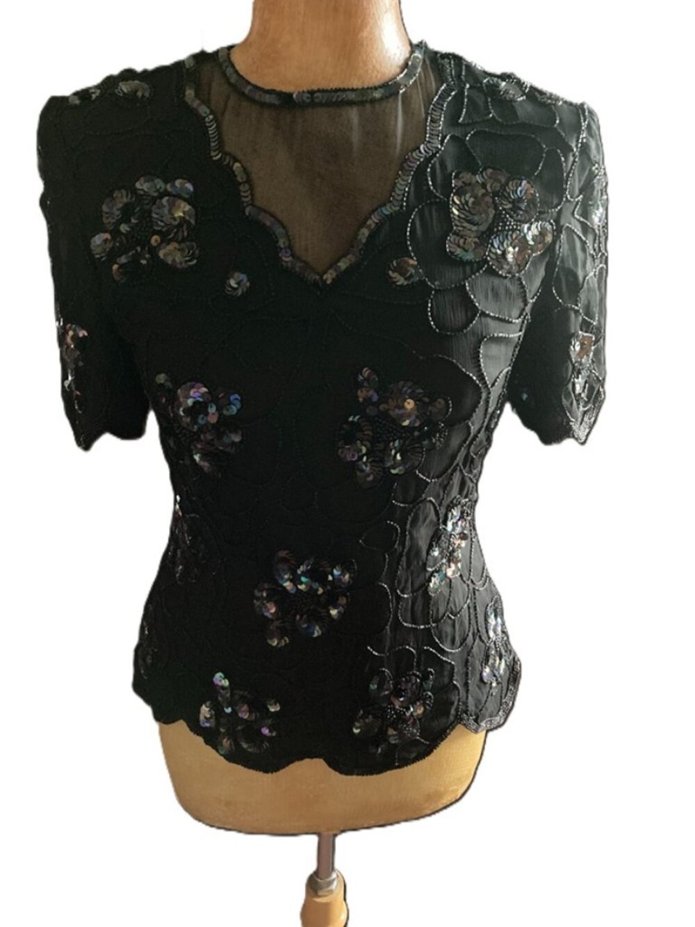 Vintage Scala Beaded Sequin Special Occasion Top